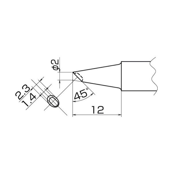 白光 こて先 2BC型 溝付 はんだメッキ 1mm T20-BCM2 1本(1個) 400-3969（直送品）
